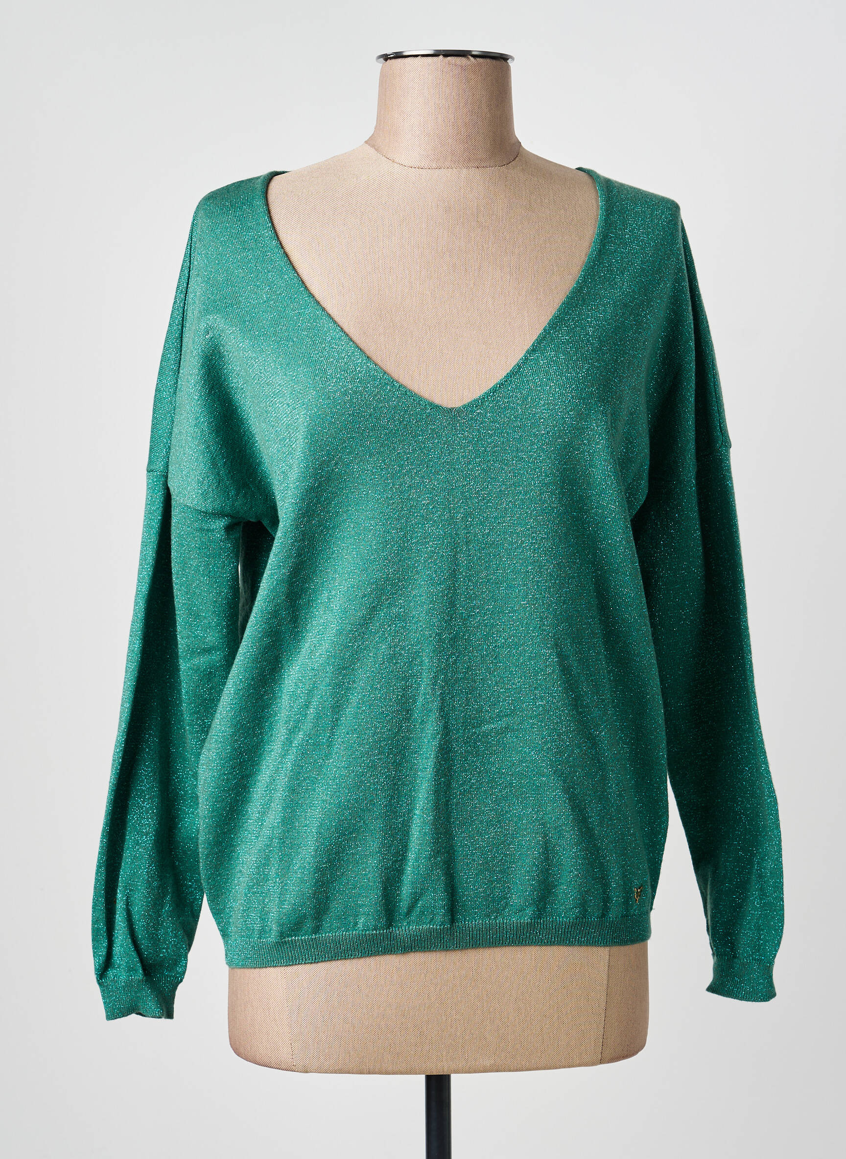 Pull col v manches longues vert LPB LES PETITES BOMBES  femme