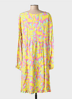 Robe mi-longue imprimé fleurs manches longues jaune BANDITAS FROM MARSEILLE femme