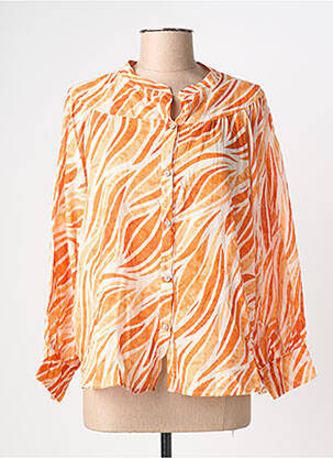 Chemisier col mao manches longues orange PAKO LITTO femme