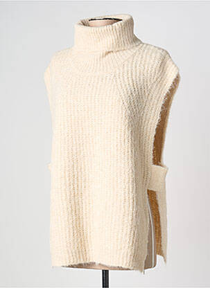 Pull col roulé stretch sans manche beige MOLLY BRACKEN femme