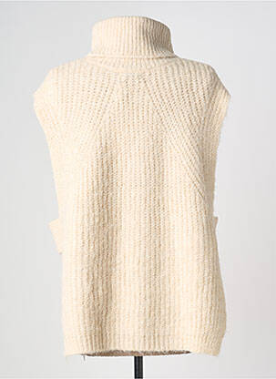 Pull col roulé stretch sans manche beige MOLLY BRACKEN femme