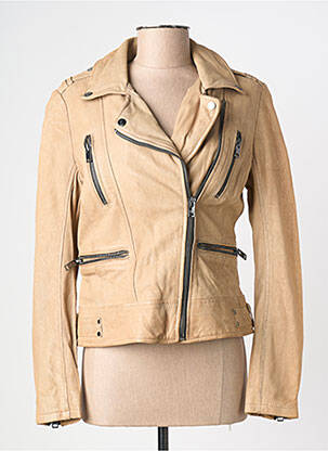 Veste en cuir poches beige 2.0 BY MAURITIUS femme