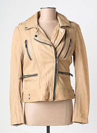 Veste en cuir poches beige 2.0 BY MAURITIUS femme
