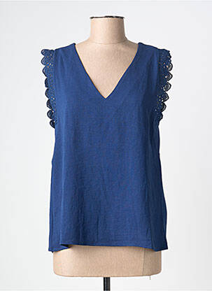 Top coupe fluide manches courtes bleu MOLLY BRACKEN femme