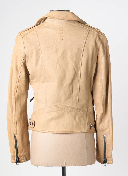 Veste en cuir poches beige 2.0 BY MAURITIUS femme