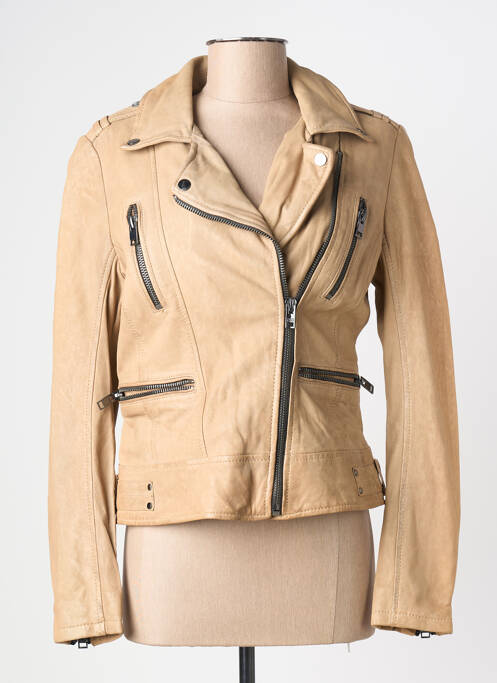 Veste en cuir beige 2.0 BY MAURITIUS femme