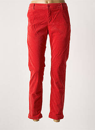 Pantalon chino fermeture zippée sous rabat boutonné taille normale rouge HAPPY femme