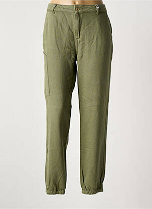 Pantalon droit tissage popeline taille normale vert LPB femme