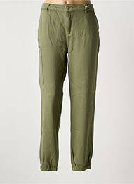 Pantalon droit tissage popeline taille normale vert LPB femme