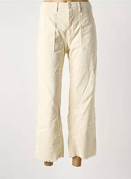 Pantalon large fermeture zippée sous rabat boutonné taille normale beige HAPPY femme