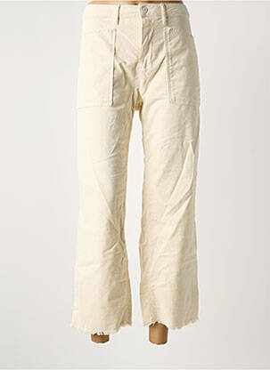 Pantalon large fermeture zippée sous rabat boutonné taille normale beige HAPPY femme