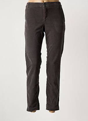 Pantalon chino fermeture zippée sous rabat boutonné taille normale gris HAPPY femme