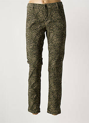 Pantalon slim tissage popeline taille normale vert HAPPY femme
