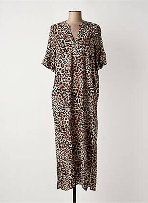 Robe longue imprimé fantaisie manches courtes marron B.YOUNG femme