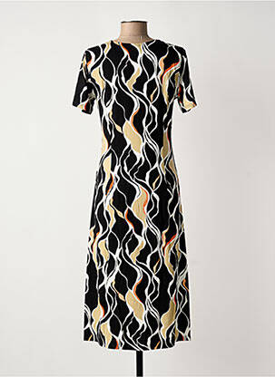 Robe mi-longue imprimé fantaisie manches courtes noir BRANDTEX femme