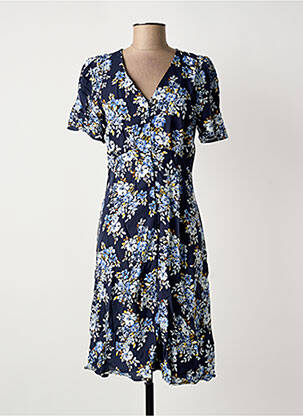 Robe mi-longue imprimé fantaisie manches courtes bleu B.YOUNG femme