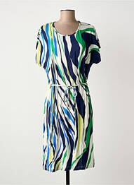 Robe mi-longue imprimé fantaisie manches courtes bleu GRIFFON femme