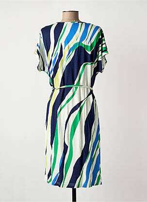 Robe mi-longue imprimé fantaisie manches courtes bleu GRIFFON femme