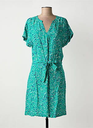 Robe courte coupe fluide manches courtes vert TBS femme