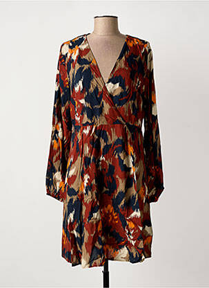 Robe mi-longue coupe fluide manches longues marron B.YOUNG femme