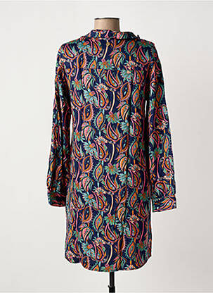Robe courte coupe fluide manches longues bleu LOLA ESPELETA femme