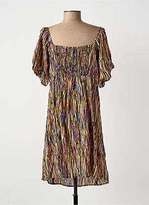 Robe courte coupe évasée manches courtes noir LOLA ESPELETA femme