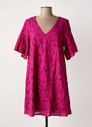 Robe courte coupe évasée manches courtes violet LOLA ESPELETA femme