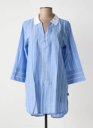 Tunique manches longues fermeture boutonnée sur le devant bleu TBS femme