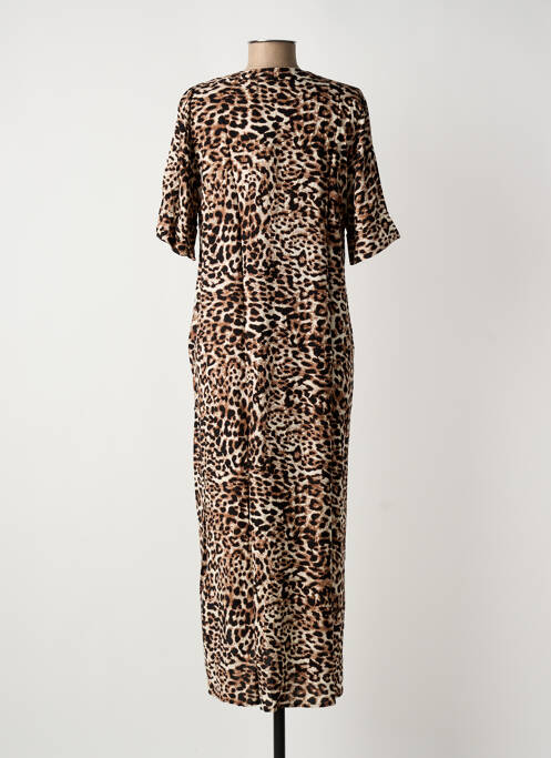 Robe longue imprimé fantaisie manches courtes marron B.YOUNG femme