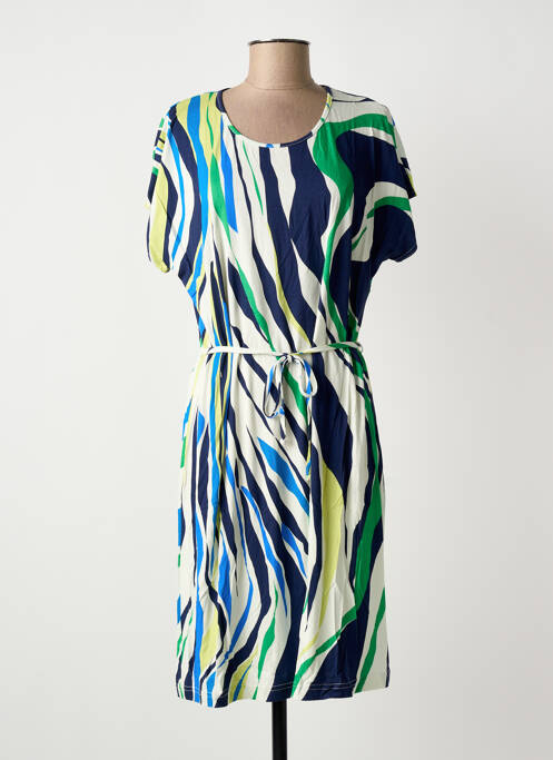 Robe mi-longue imprimé fantaisie manches courtes bleu GRIFFON femme
