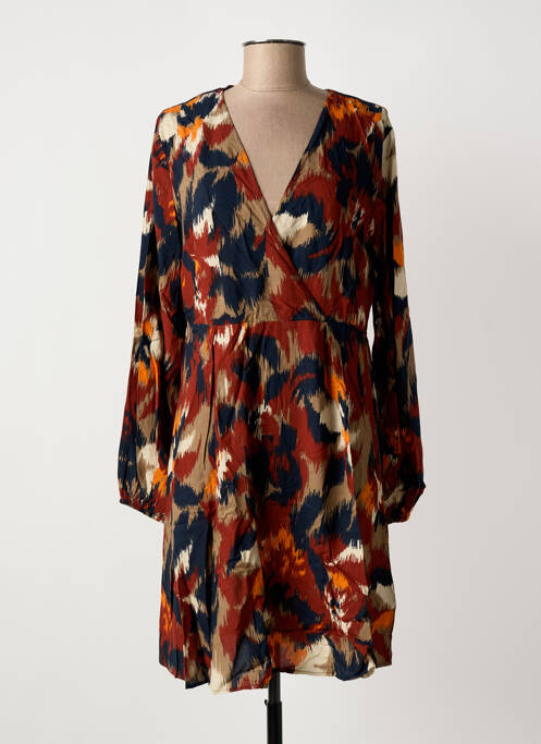 Robe mi-longue coupe fluide manches longues marron B.YOUNG femme