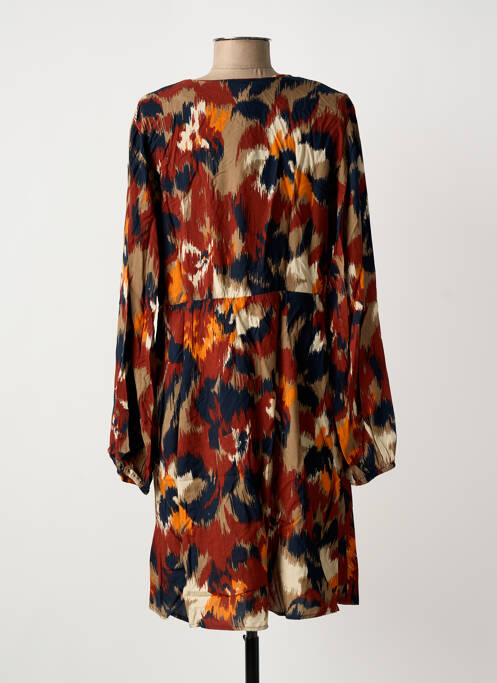 Robe mi-longue coupe fluide manches longues marron B.YOUNG femme