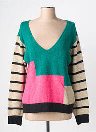 Pull col v manches longues vert LOLA ESPELETA femme