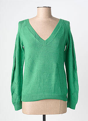 Pull col v manches longues vert LOLA ESPELETA femme