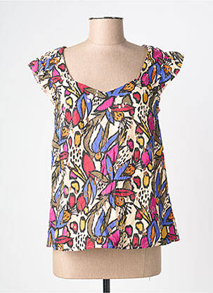 Top imprimé fantaisie manches courtes bleu LOLA ESPELETA femme