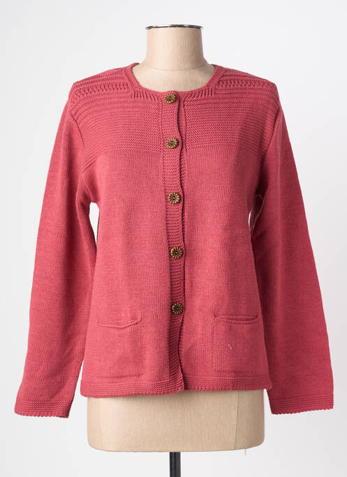 Gilet manches longues fermeture boutonnée sur le devant rose WEEK END A PARIS femme