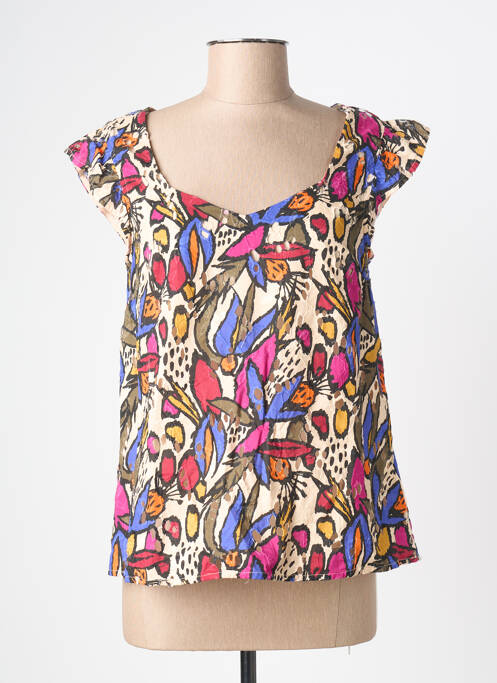 Top imprimé fantaisie manches courtes bleu LOLA ESPELETA femme