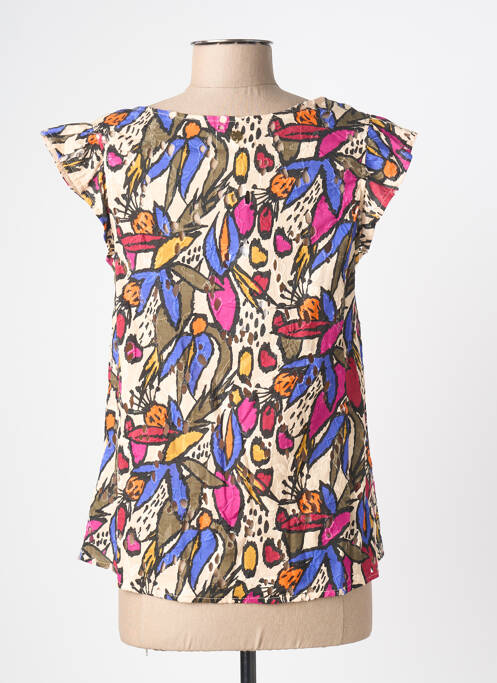 Top imprimé fantaisie manches courtes bleu LOLA ESPELETA femme