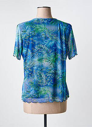 Top imprimé fantaisie manches courtes bleu QUATRE VINGT JOURS femme