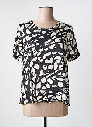 Top imprimé fantaisie manches courtes noir GRIFFON femme