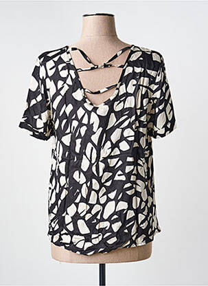Top imprimé fantaisie manches courtes noir GRIFFON femme