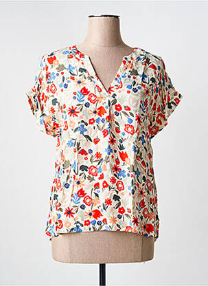 Blouse imprimé fantaisie manches courtes beige TBS femme