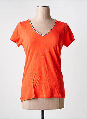 T-shirt col v manches courtes orange TBS femme