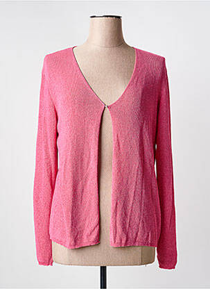 Gilet manches longues fermeture boutonnée sur le devant rose TRIPODE femme