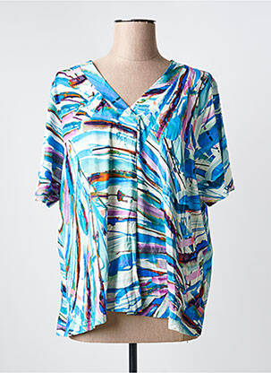 Top imprimé fantaisie manches courtes bleu GRIFFON femme