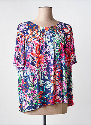Top imprimé fantaisie manches courtes bleu GRIFFON femme