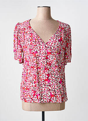 Blouse imprimé fantaisie manches courtes rose JULIE GUERLANDE femme