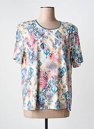 Top imprimé fantaisie manches courtes bleu GENUINE femme