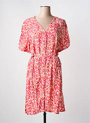 Robe mi-longue imprimé fantaisie manches courtes rouge JULIE GUERLANDE femme