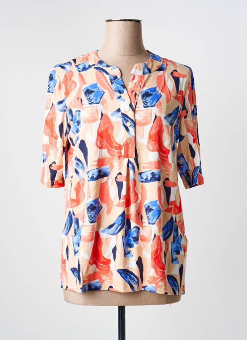 Blouse imprimé fantaisie manches 3/4 orange BRANDTEX femme